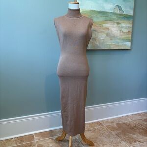 NWT Ribbed Elegant Sweater Minimalist Office Sleeveless Turtleneck Dress Sz M
